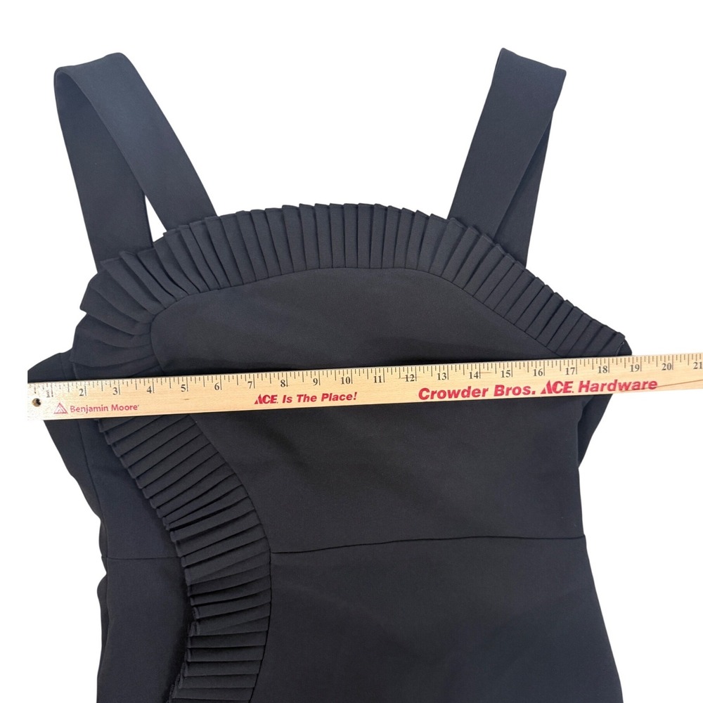 The Kooples Dress Romantic Crepe Black Pleated Ruffle Mini V-Back FR 4/ US 10 - Picture 7 of 13